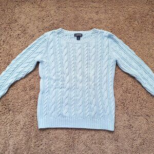 Lands End Drifter cable knit sweater - light blue